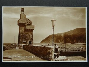 LYNMOUTH Rhenish Tower & Foreland showing DECKCHAIR ATTENDANT - Old RP Postcard