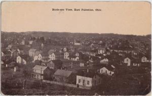 1910 EAST PALESTINE Postcard BIRDSEYE VIEW Homes