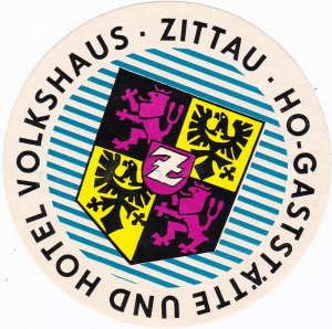 Germany Zittau Hotel Volkshaus Vintage Luggage Label sk3286