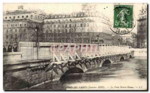 Crue of the Seine Paris Old Postcard Flood Bridge Notre Dame