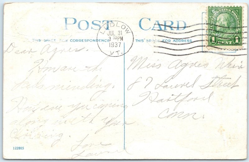 c1930s Ludlow, VT Black River Academy District School PC Calvin Coolidge A326