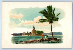 Rio de Janeiro Brazil Postcard Fiscal View of Cobras Island c1950's Vintage