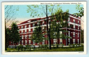 LEBANON, Tennessee TN Mens Dormitory CUMBERLAND UNIVERSITY c1940s Linen Postcard