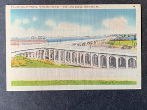 Million Dollar Bridge Portland ME Linen Postcard H1250082951
