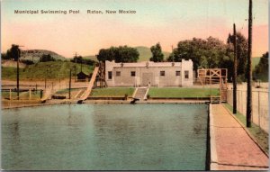 New Mexico Raton Municipal Swimming Pool Handcolored Albertype