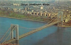 Manhattan NY-Fort Lee NJ~George Washington Bridge Aerial View~1960s Postcard