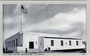 BURLINGAME, CA California     US POST OFFICE    c1940s    Postcard