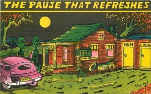 Roadside Cabin Outhouse Comic Humor Asheville Colorpicture Postcard 21-7221