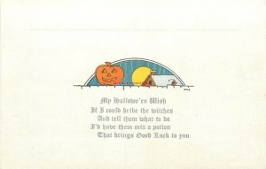 Halloween, Jack O Lantern, House, Full Moon, Auburn No 2500-5, Artist HWA