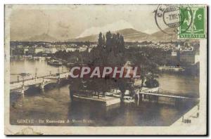 Old Postcard Geneva Rousseau Island