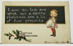 Christmas Sweet Girl I Send you My Love and Lots of Fine Presents Postcard I5