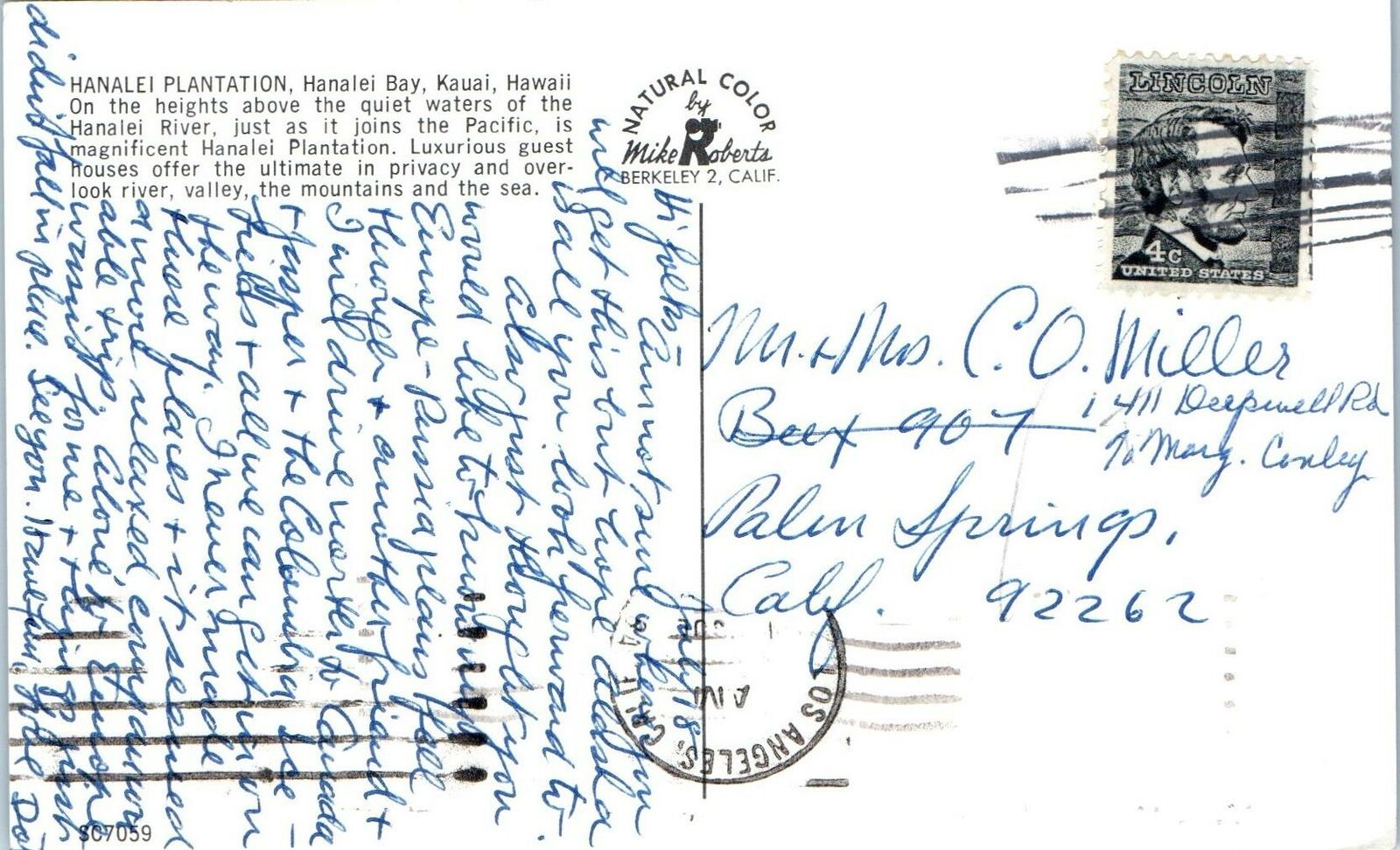 HANALEI BAY, Kauai, Hawaii Hanalei RIVER & PLANTATION c1960s Postcard