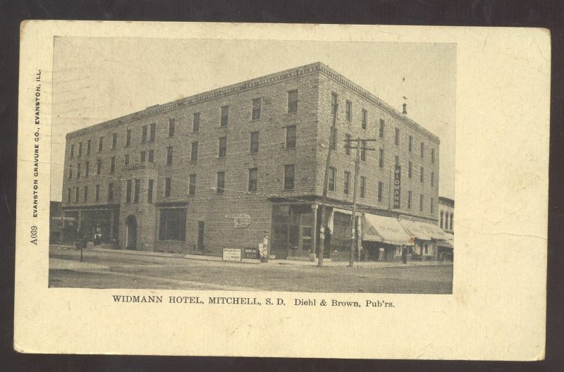 MITCHELL SOUTH DAKOTA SD DOWNTOWN WIDMANN HOTEL VINTAGE POSTCARD