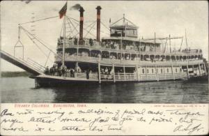 Burlington IA River Steamer Ship Columbia c1905 Postcard