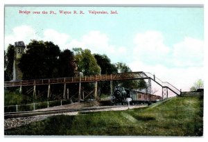 Bridge over Ft. Wayne Railroad, Valparaiso, IN Postcard *7H12