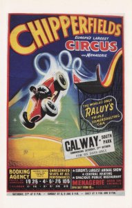 Chipperfields Circus Flying Motor Racing Car Calway Poster Postcard