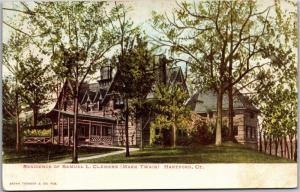 Residence of Samuel Clemens, Mark Twain, Hartford CT Vintage Postcard I10