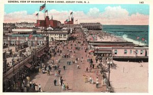 Vintage Postcard 1930's General View Of Boardwalk From Casino Asbury Park NJ