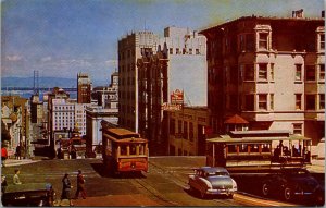 Vtg 1940s San Francisco's Cable Cars California CA Unused Chrome Postcard