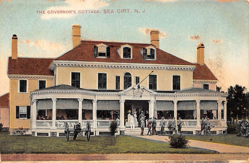 Sea Girt New Jersey The Governor's Cottage, Color Lithograph Vintage PC U9434