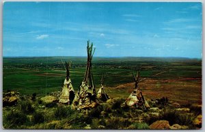 Vtg New Mexico NM Apache Indian Village View Atop Tucumcari Mountain Postcard