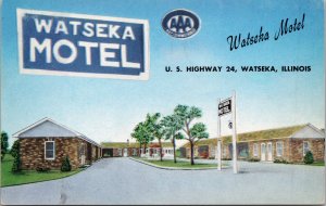 Watseka Motel Watseka IL Postcard PC432