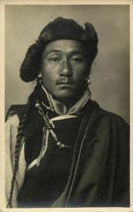 tibet thibet, Native Tibetan Man (1920s) Burlington Studios RPPC Postcard