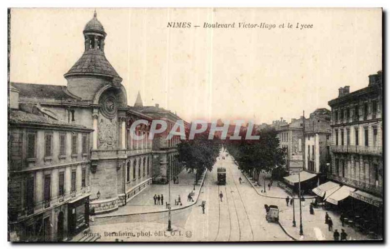 Old Postcard Nimes Boulevard Victor Hugo and the Lycee