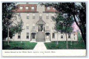 1910 Indian School White Earth Agency Exterior View Detroit Minnesota Postcard