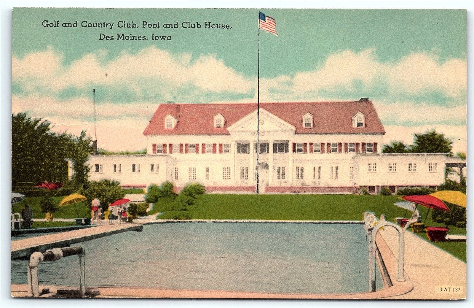 Postcard IA Des Moines Golf and Country Club Pool & Club House A22 | United  States - Iowa - Other, Postcard / HipPostcard