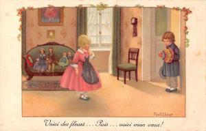 Romance Children Dolls Antique Postcard J72972