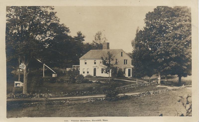 Whittier Birthplace, Haverhill, Massachusetts, Early Real Photo Postcard, unused