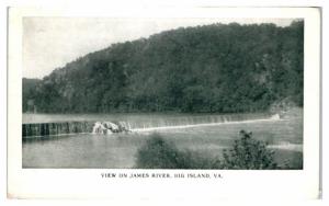 1915 View on James River at Big Island, VA Postcard