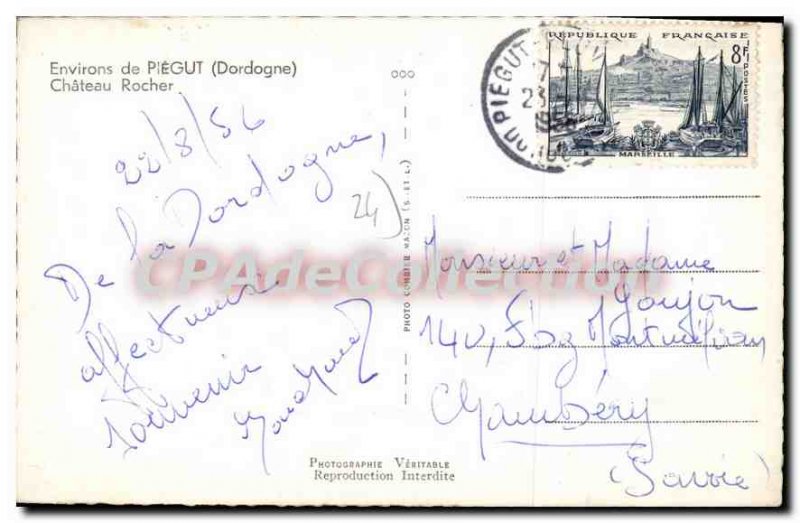 Postcard Old Piegut Castle Rock