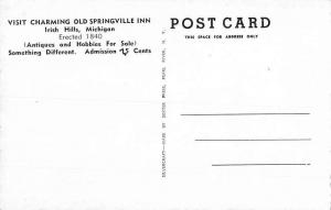 Irish Hills Michigan Old Springville Inn Street View Antique Postcard K58651