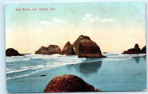 *Ocean View Seal Rocks Near Seaside Oregon Old Vintage Postcard B83