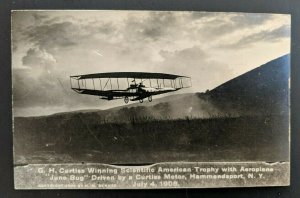 Mint Vintage Glenn Curtiss Scientific American Trophy June Bug 1908 NY RPPC