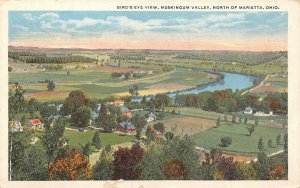 MARIETTA, Ohio OH  MUSKINGUM VALLEY~Bird's Eye View  HOMES~FARMS 1919 Postcard