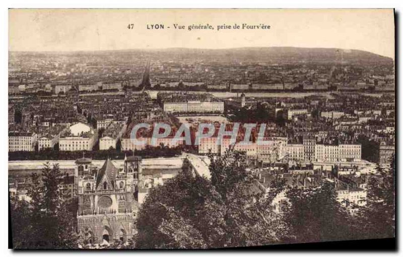 Old Postcard Lyon General view taken of Fourviere