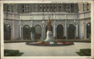 Cleveland OH Union RR Station Entrance c1920s Postcard