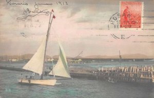Rosario Republica Argentina Sailboat Tinted Real Photo Vintage Postcard AA125