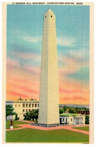 Bunker Hill Monument Charlestown Boston Massachusetts Postcard Posted 1941