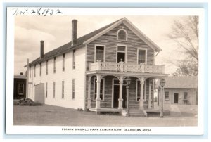 Edison Menlo Park Laboratory Dearborn MI Michigan Real Photo RPPC Postcard (FG2)