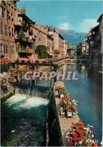 Modern Postcard Annecy Haute Savoie City flower The Thiou canal in viuex neig...