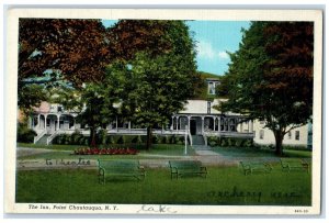 c1940 Inn Point Exterior Building Chautauqua New York Vintage Antique Postcard