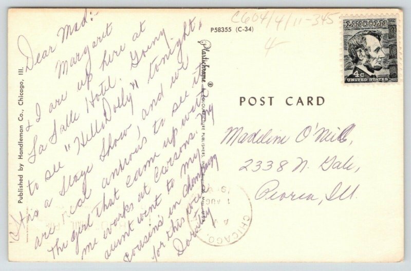 Chicago ILLarge Letter Chrome FUN PostcardLakeHorse RaceHello Dolly1966