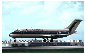 Eastern Airlines Douglas DC9 14 at Miami International in 1967 Airplane Postcard