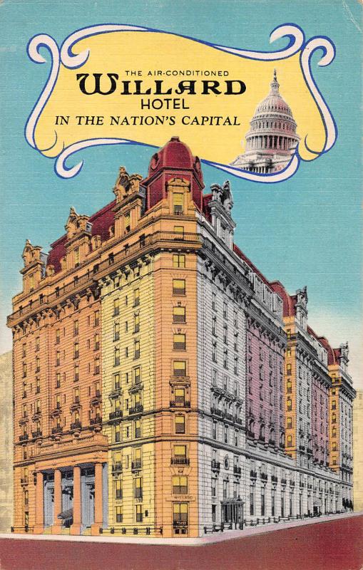 Air Conditioned Willard Hotel, Washington, D.C., Early Postcard, Unused