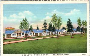 BELLINGHAM, WA Washington  WEGLEY'S AUTO COURT c1940s  Linen  Roadside  Postcard