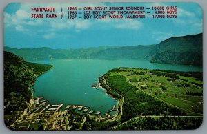 Postcard Athol ID 1965 Girl Scout Senior Roundup Bayview Floating Village Aerial